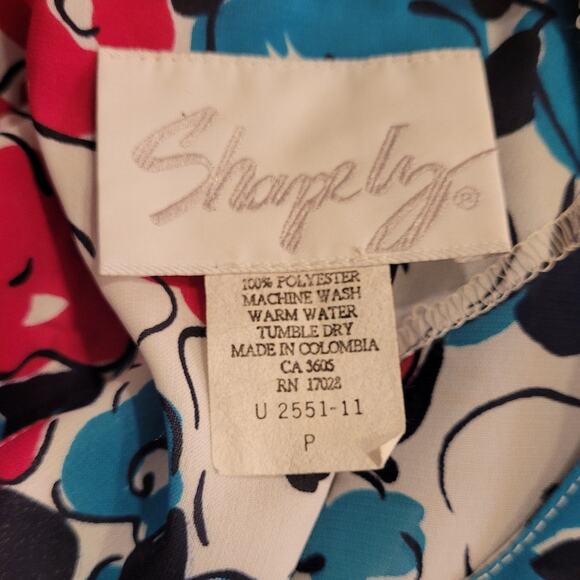 Vintage 70s Sharpley Floral Top Small Kitschy Grannycore Retro Bright Semi Sheer - Picture 6 of 9